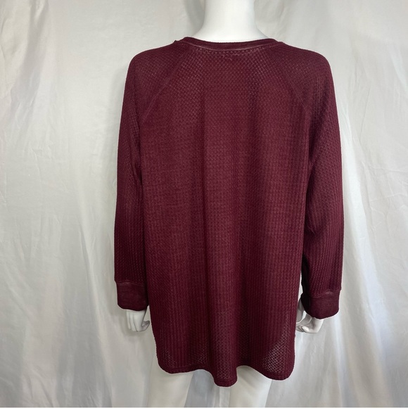 Cato Active Burgundy Waffle Thermal Loose Fit “ I AM “ Top - Picture 4 of 7